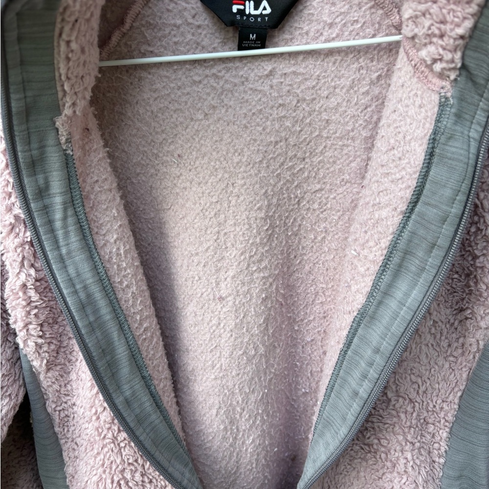 FILA Sport Women's Performance Pink and Gray Fleece Full Zip Jacket Size M - Picture 9 of 10